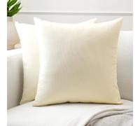 Encasa XO Conjuntos de Almohadas de algodón de algodón de 2 I 24x24 in (60 x 60 cm) - Natural I No Insertar I Plain Square Cubas de Almohadas I Lavable | para Uso en Interiores