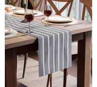 Encasa XO Corredor de Mesa de Algodón | Tamaño 32x230 cm | Roma Gris Rayas - Lavable a Máquina y Duradero