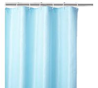 Encasa XO Cortina de Ducha| Impermeable a Prueba de Moho y Resistente al Moho| ZZ Azul Claro Poliéster Cortinas De Baño Lavables De con 10 Ganchos| Fácil instalación| de Secado rápido| 180x200 cm