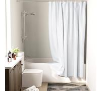Encasa XO Cortina de Ducha| Impermeable a Prueba de Moho y Resistente al Moho| ZZ Blanco Poliéster Cortinas De Baño Lavables De con 10 Ganchos| Fácil instalación| de Secado rápido| 180x200 cm