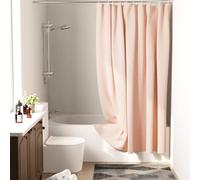Encasa XO Cortina de Ducha| Impermeable a Prueba de Moho y Resistente al Moho| ZZ durazno Poliéster Cortinas De Baño Lavables De con 10 Ganchos| Fácil instalación| de Secado rápido| 180x180 cm