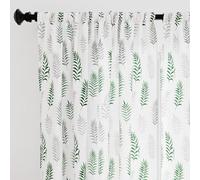 Encasa XO Cortinas Estampadas semitransparentes de poliéster 140x137 cm con alzapaños 4.5 ft, Verde de Palma - Paquete de 2 - No Encoge y Lavable