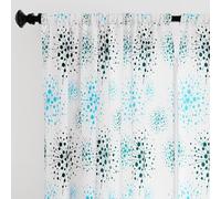 Encasa XO Cortinas Estampadas semitransparentes de poliéster 140x183 cm con alzapaños 6 ft, Bola de soplado - Paquete de 2 - No Encoge y Lavable