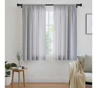 Encasa XO Cortinas sólidas de poliéster con Atado, 140x137 cm Window Juego de Paneles de 2 - Gris, Bolsillo de Vara, Filtro de luz, Cortinas para Puerta, Dormitorio, Sala de Estar