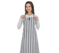 Encasa XO Delantal de cocina ajustable con bolsillos y toallero - 27"x33" - Algodón ecológico, Hogar y el Restaurante, Hombres, Mujeres, Cocina, Hornead - Roma gris rayas