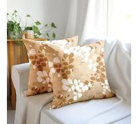 Encasa XO Funda de Cojín Decorativo 20"x20" (50x50 cm) - L2 Marrón - Estampado Digital Floral, Caja de Almohada Cuadrada Grande para Silla, Asiento, Cama, Oficina (Juego de 2)