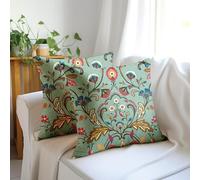 Encasa XO Funda de Cojín Decorativo 20"x20" (50x50 cm) - T1 Atemporal - Estampado Digital Floral, Caja de Almohada Cuadrada Grande para Silla, Asiento, Cama, Oficina (Juego de 2)