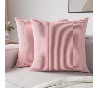 Encasa XO Fundas de Cojín, para Sofá, sin Relleno 16"x16" | Tirón rojo, 100% Lona de Algodón | Cremallera Invisible | Lavable a Máquina | Teñido en Hilo, Duradero | Set de 2