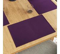 Encasa XO Juego de Manteles Individuales para Mesa de Comedor Set de 6 | Color Púrpura | Mantel de Algodón Acanalado Fino | Tamaño 48x32 cm | Lavable a Máquina