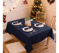 Encasa XO Mantel Medidas 140x180 cm | Tela de Lona de algodón | Color sólido Azul escocés Intenso | Mantel de Comedor para decoración - Lavable a máquina
