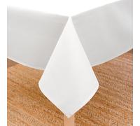Encasa XO Mantel Medidas 140x304 cm | Tela de Lona de algodón | Color sólido Blanco Intenso | Mantel de Comedor para decoración - Lavable a máquina