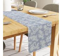 Encasa XO Runner de Mesa de Comedor para 4 Seater I Tamaño 32x150 cm | - Floral Azul Impresión de Estilo Jacquard en algodón casero | Colores rápidos, Lavable a máquina