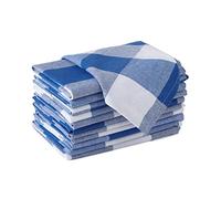 Encasa XO Servilletas de Algodón Juego de 12 | Cheques Azules de búfalo | Tamaño 43x43 cm | Servilletas de Mesa | Lavables a Máquina y Reutilizables