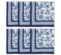 Encasa XO Servilletas de Mesa Juego de 6 | Servilletas de Tela de Algodón con Estampado en Bloque Índigo-02, 45x45 cm | Impresión a Mano Jaipur Sanganeri