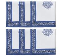 Encasa XO Servilletas de Mesa Juego de 6 | Servilletas de Tela de Algodón con Estampado en Bloque Índigo-01, 45x45 cm | Impresión a Mano Jaipur Sanganeri