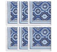 Encasa XO Servilletas de Mesa Juego de 6 | Servilletas de Tela de Algodón con Estampado en Bloque Índigo-03, 45x45 cm | Impresión a Mano Jaipur Sanganeri