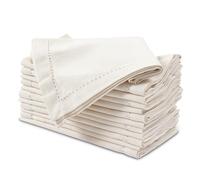 Encasa XO Servilletas de Tela Set de 12 | Puro Algodón con Diseño de Hemstitch | Natural | Tamaño Cuadrado 43x43 cm | Servilletas de Mesa - Lavables a Máquina y Reutilizables