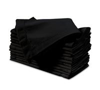 Encasa XO Servilletas de Tela Set de 12 | Puro Algodón con Diseño de Hemstitch | Negro | Tamaño Cuadrado 43x43 cm | Servilletas de Mesa - Lavables a Máquina y Reutilizables