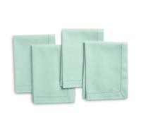 Encasa XO Servilletas de Tela Set de 4 | Puro Algodón con Diseño de Hemstitch | Menta Verde | Tamaño Cuadrado 43x43 cm | Servilletas de Mesa - Lavables a Máquina y Reutilizables