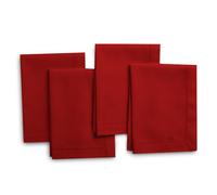 Encasa XO Servilletas de Tela Set de 4 | Puro Algodón con Diseño de Hemstitch | Rojo Intenso | Tamaño Cuadrado 43x43 cm | Servilletas de Mesa - Lavables a Máquina y Reutilizables
