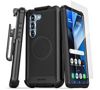 Encased Falcon Series - Funda para Samsung Galaxy S25 Plus con clip para cinturón (compatible con MagSafe Qi2) funda protectora con protector de pantalla y funda (negro)