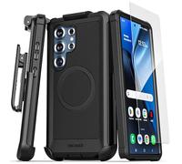 Encased Falcon Series - Funda para Samsung Galaxy S25 Ultra con clip para cinturón (compatible con MagSafe Qi2) funda protectora con protector de pantalla y funda (negro)