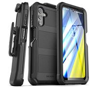 Encased Falcon Shield Belt Case para Samsung Galaxy A13 5G con protector de pantalla incorporado y clip de funda (negro)