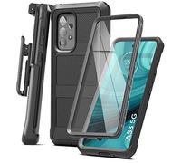 Encased Falcon Shield Belt Case para Samsung Galaxy A53 5G con protector de pantalla integrado y clip de funda (negro)