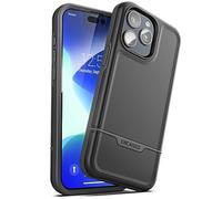 ENCASED Funda a prueba de golpes compatible con iPhone 16 - Funda magnética ultra protectora resistente para teléfono, serie Rebel (negro, iPhone 15 Pro)