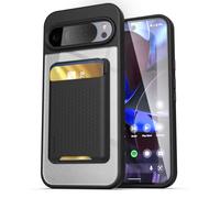 ENCASED Funda con Tarjetero Magnético para Google Pixel 10/10 Pro (6.3"), Compatible con PixelSnap y MagSafe, Cartera Desmontable para 3-4 Tarjetas, Protección Híbrida, Color Negro Transparente