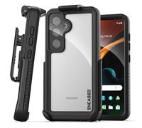 Encased Funda impermeable para cinturón diseñada para Samsung Galaxy S24 - Funda protectora de cuerpo completo con protector de pantalla integrado con clip de funda (transparente/negro)