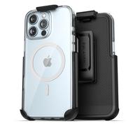 Encased Funda magnética diseñada para iPhone 16 Pro Max con funda de clip para cinturón, compatible con MagSafe (transparente)