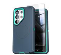 ENCASED Funda magnética para Samsung Galaxy S26 Ultra con protector de pantalla, serie Ranger, a prueba de golpes, cobertura completa (compatible con MagSafe) azul/verde azulado