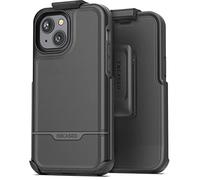 Encased Funda Rebel diseñada para iPhone 14 con clip para cinturón, funda ultra protectora resistente (negro)