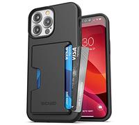 ENCASED Funda tipo cartera para iPhone 13 PRO MAX con tarjetero, diseño de doble capa a prueba de golpes (4 tarjetas), color negro
