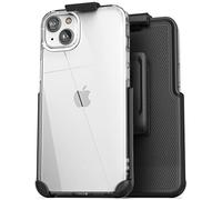 Encased Funda transparente con funda, compatible con iPhone 14 Plus clip para cinturón, cubierta trasera protectora transparente con soporte para teléfono (versión 2022)