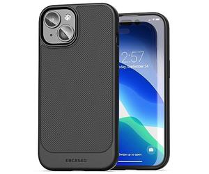 ENCASED Juego de funda tipo cartera 2 en 1 para iPhone 16 (compatible con MagSafe), funda protectora para teléfono y fuerte soporte magnético elástico (negro)