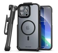 Encased MAG - Funda diseñada para iPhone 15 Pro con clip de funda (compatible con MagSafe) negro/transparente