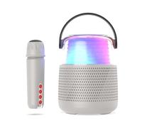 ENCEINTE BLUETOOTH LUMINEUSE AVEC MICRO CHANGE VOIX KARAOKE GRIS