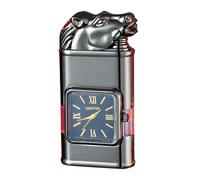 Encendedor a prueba de viento, linterna | Encendedor inflable de doble llama, encendedor de butano, encendedor de reloj electrónico inflable, adecuado for regalos de hombres (Color : A)