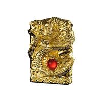 Encendedor chino del dragón 2025, regalo del año del dragón, reemplazable para Zippo (solo funda), tamaño de inserto compatible: 3,6 cm x 1,2 cm x 5 cm (dorado)