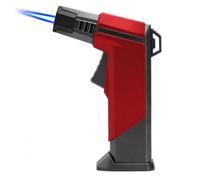 Encendedor de antorcha a Prueba de Viento, Encendedor de butano Recargable | con una Sola Llama Azul, Cuerpo de Metal for Acampar al Aire Libre, Vela (Combustible no Incluido)(Red)