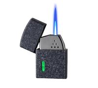 Encendedor de antorcha de butano activado por voz, llama azul directa recargable, 4 métodos de encendido, ideal para velas y camping
