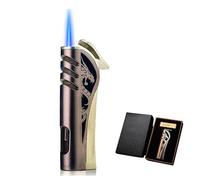 Encendedor de antorcha de butano, resistente al viento y portátil con cámara de gas visible, llama ajustable para acampar al aire libre y regalo para hombres, perfecto para barbacoa y cocina