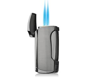 Encendedor de antorcha doble con llama (níquel negro)