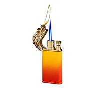 Encendedor de butano de Doble Llama, Recargable, Resistente al Viento, con Llama Suave conmutable, for Velas, Camping y Exteriores.(Red and Yellow)