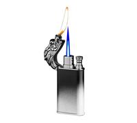 Encendedor de butano de Doble Llama, Recargable, Resistente al Viento, con Llama Suave conmutable, for Velas, Camping y Exteriores.(Black and White)