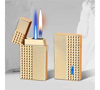 Encendedor de butano, llama dual, resistente al viento, ajustable, múltiples métodos de encendido, ideal para hombres, padres, uso al aire libre, barbacoas, camping y necesidades diarias