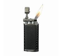 Encendedor de butano portátil de Metal, Brazo Elevador, Llama inclinable, Encendido por polea Lateral, Combustible Recargable, Apto for Acampar con Velas (butano no Incluido).(B)