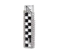 Encendedor de butano ultrafino, resistente al viento, linterna de llama de chorro, elegante encendedor de gas recargable con diamantes de imitación para mujer, diseño bonito y elegante
